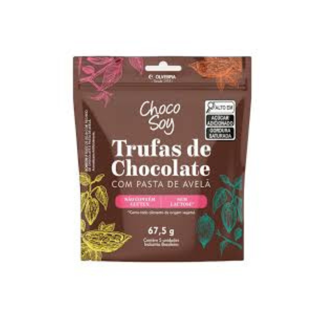 Trufas De Chocolate Com Pasta De Avelã Choco Soy 67 5g Glúten Pra Quê