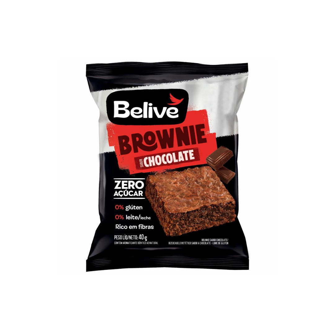 Brownie Sabor Chocolate Zero Açúcar Belive 40g - Glúten Pra Quê 