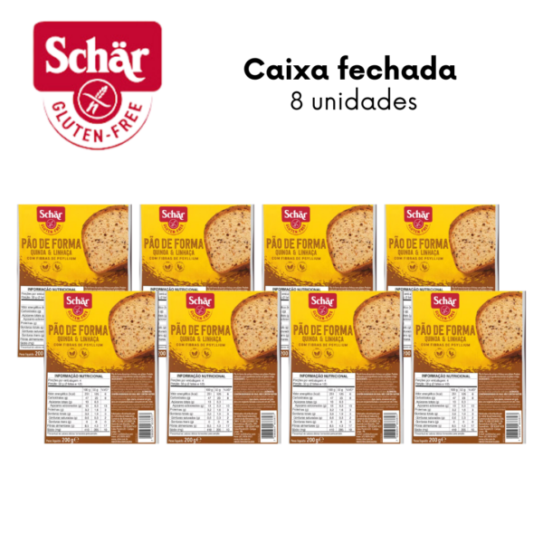 KIT Pão de forma quinoa e linhaça Dr. Schar 200g - Caixa com 8 unidades