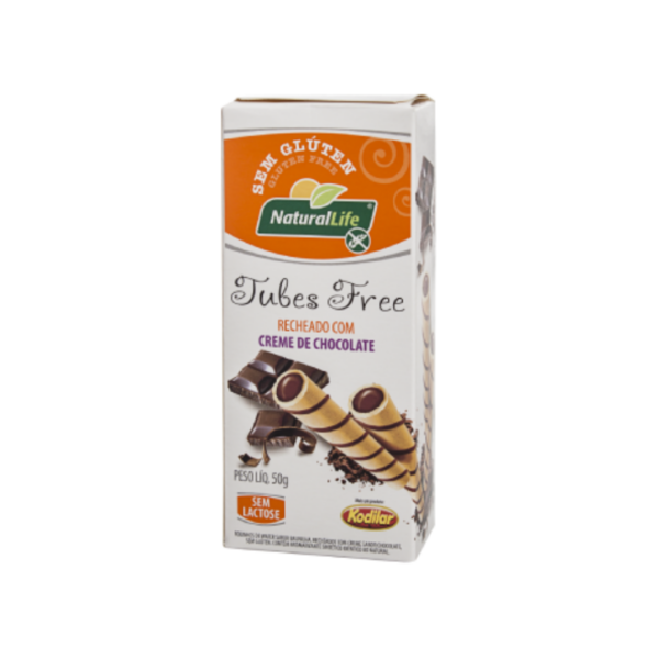 Tubes free recheado com creme de chocolate Natural Life 50g