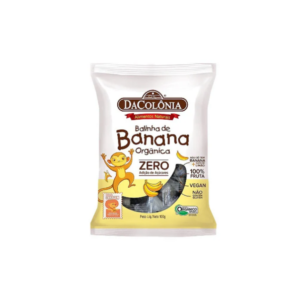 Bala de banana orgânica zero adição de açúcares Da Colônia 100g