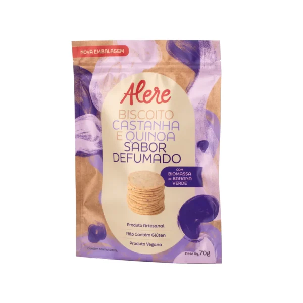 Biscoito castanha e quinoa sabor defumado Alere 70g