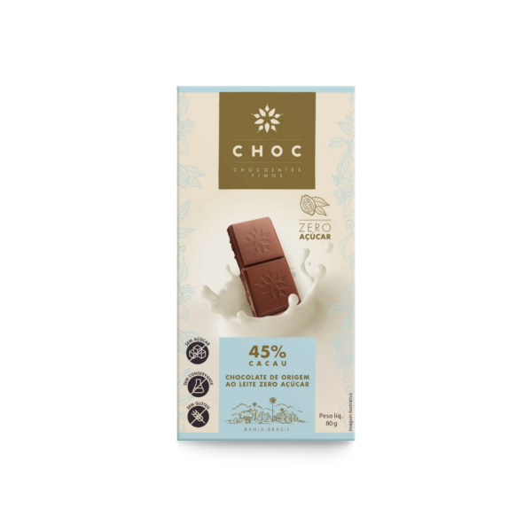 Chocolate ao leite zero açúcar Choc Chocolates Finos 80g